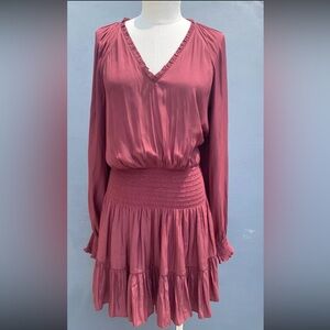 RAMY BROOK NEW YORK SCOTTY A-LINE V- NECK BORDEAUX DRESS
